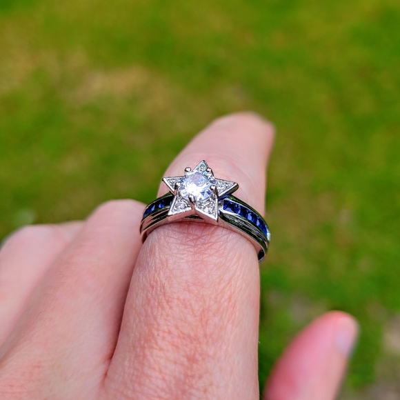 Star Lite Star Brite 925 Silver Blue Gem Ring - Picture 9 of 16